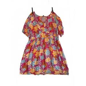 AnyBody Floral Print Short Sleeve Dress Size Large